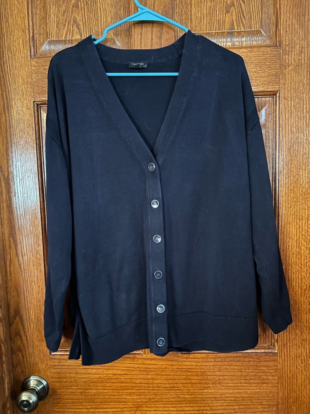 Talbots Navy Blue V Neck Cardigan XL Petite Long Sleeve - Picture 2 of 4